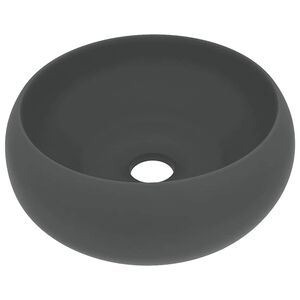 vidaXL Luxusní umyvadlo kulaté matné tmavě šedé 40 x 15 cm keramické